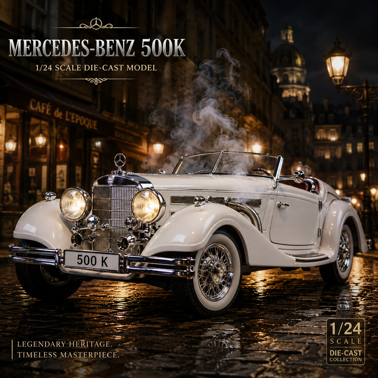 ماشین فلزی Mercedes-Benz 500K مقیاس ۱:۲۴ (قابلیت موزیکال)