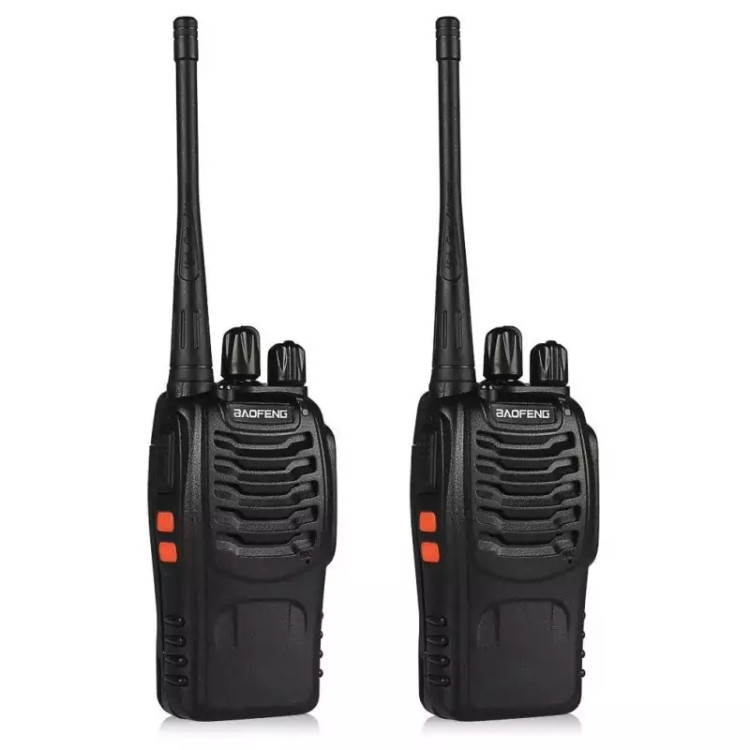 بی سیم واکی تاکی شارژی برد بلند اورجینال 2 عددی همراه با هنذفری حلزونی مدل BF-888S