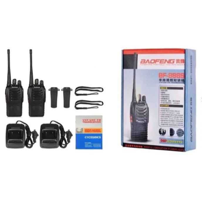 بی سیم واکی تاکی شارژی برد بلند اورجینال 2 عددی همراه با هنذفری حلزونی مدل BF-888S