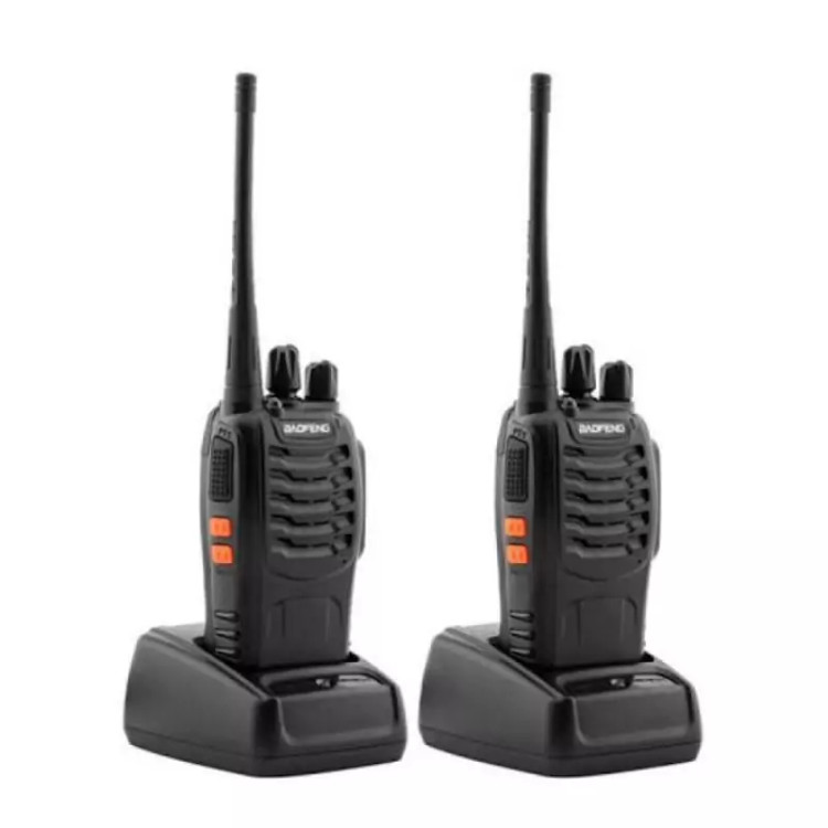 بی سیم واکی تاکی شارژی برد بلند اورجینال 2 عددی همراه با هنذفری حلزونی مدل BF-888S
