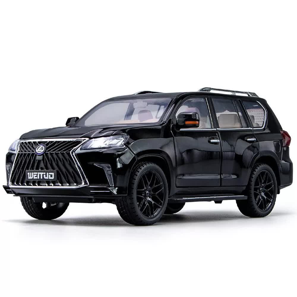 اسباب بازی ماشین فلزی لکسوس موزیکال چراغدار سایز بزرگ 1/18  رنگ  سفید مدل Lexus LX570